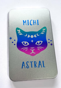 Michi astral (Cosmic Cat): Silver Rectangular Storage Tin Box