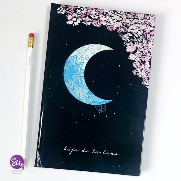 Half moon, Hija de la luna (Moon's daughter) - Hardcover journal