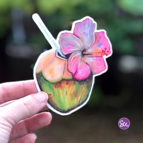 Vinyl Sticker Tropical Coconut Flower