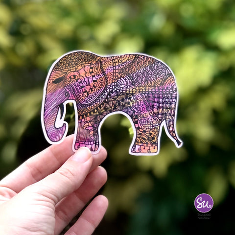 Vinyl Sticker Elephant Doodle